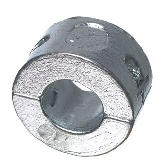 BAC akselanode 55/30mm zink placeret på bådskrog, klar til installation.