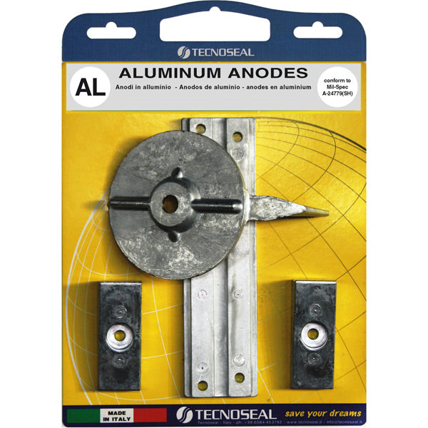 Tecnoseal alu anode kit til Mercury F30-F40-F60, vist i emballage