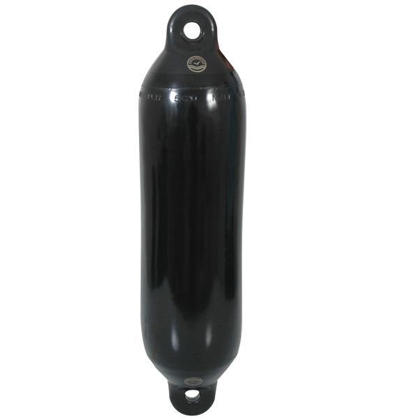 Dan-Fender 10x35” i sort med sort top, præsenteret på en båd