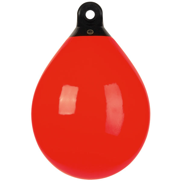 Dan-Fender Jordbær B40 rød Ø330mm, set forfra på en båd