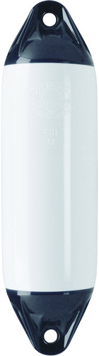 Polyform F02 fender i hvid og sort set forfra