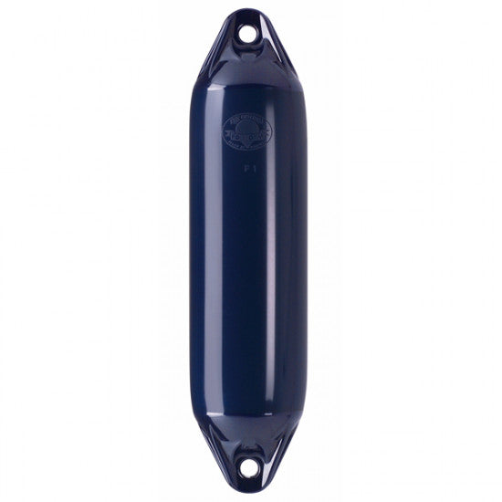 Polyform F7 fender i blå farve set forfra.