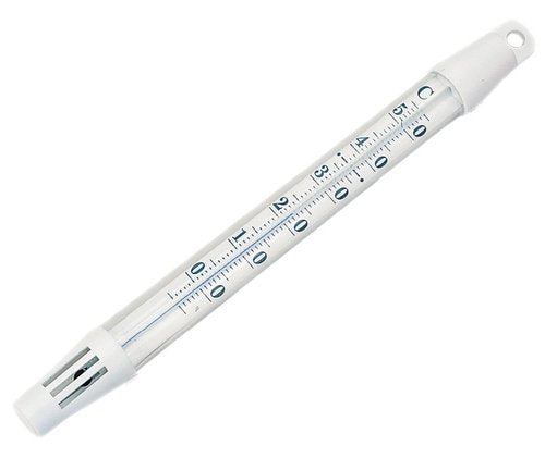 SeaTec badevandstermometer i plast, vist med lod og klar skala