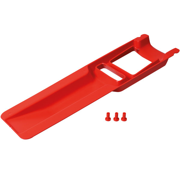 SeaTec håndpaddle i rød ABS plast, set fra siden med mål 50x15 cm