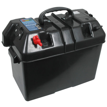 SeaTec batteriboks delux set fra siden med tydeligt håndtag.