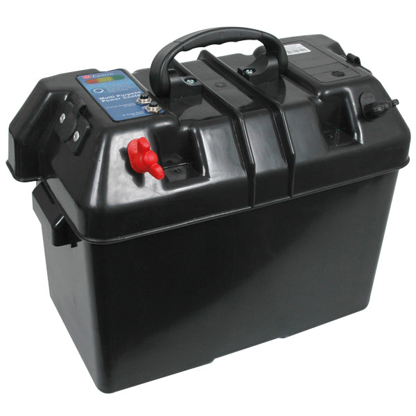 SeaTec batteriboks delux set fra siden med tydeligt håndtag.