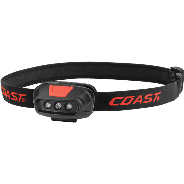 Coast FL14 pandelygte set fra siden, viser lygtehus og justerbar rem.