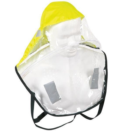 SeaTec spray hood til flåder, vist fra siden og i brug på vandet.