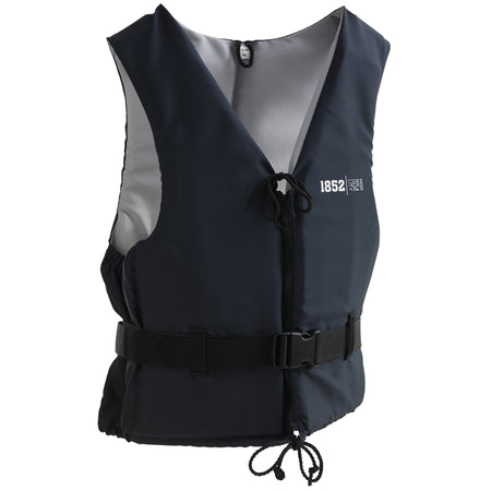 Svømmevest fra 1852 i navy/grå design til 70-90 kg, set forfra.