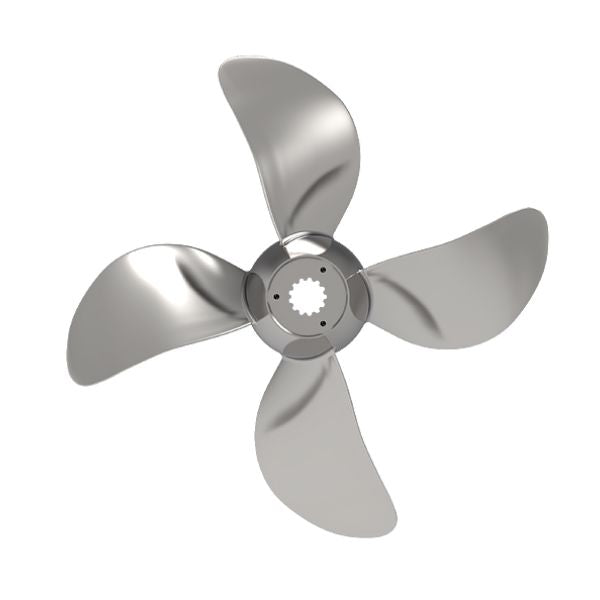 Epropulsion X12 propeller monteret på en el-motor, klar til brug på båd