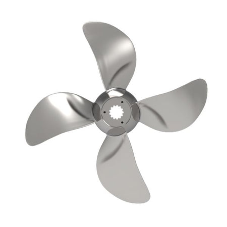 Epropulsion X12 propeller monteret på en el-motor, klar til brug på båd