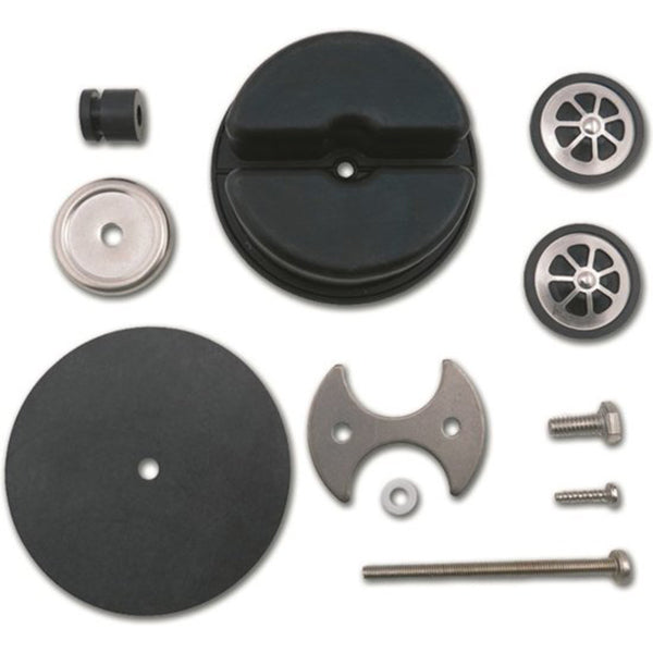 Jabsco servicekit til membranpumpe med filter, præsenteret på hvid baggrund.
