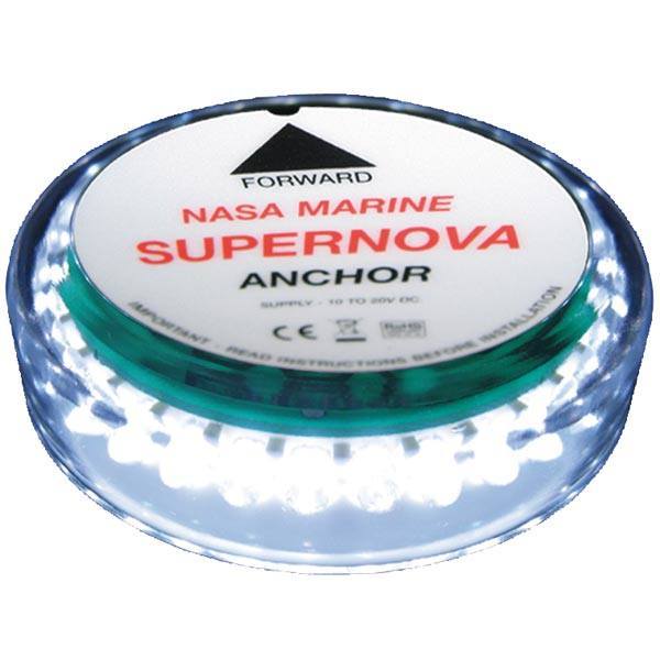 Nasa LED lanterne Supernova set fra siden, monteret på båd.