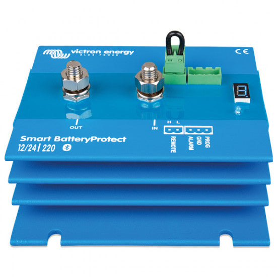 Victron Smart batteri protect, frontview med tilslutningspunkter