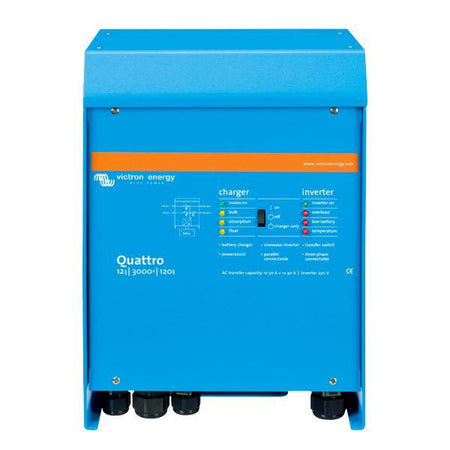 Victron inverter/lader quattro 12v 4500w set fra siden med tilslutninger