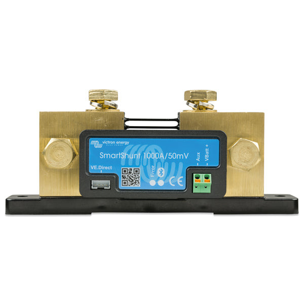 Victron SmartShunt 2000Amp/50 mV set fra siden, monteret på båd