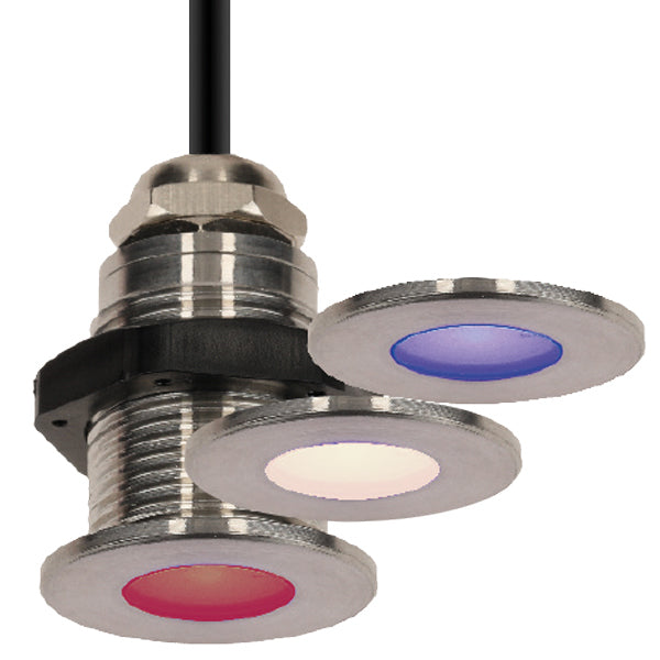 Nautecled CL3 tri color LED pære monteret på bådinteriør