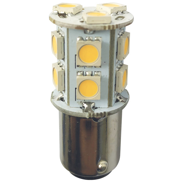 1852 LED bajonetpære set fra siden, Ø19x43mm, monteret i fixtures.