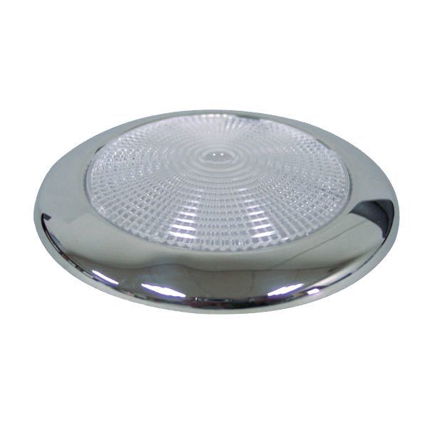 SeaTec LED lampe med hvid og rød belysning, monteret i loftet på en båd.
