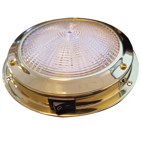 SeaTec loftlampe i messing, Ø137mm, installeret på båd