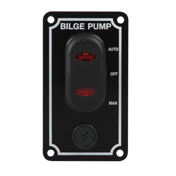 SeaTec pumpepanel, vandtæt 12 V, monteret lodret på båd