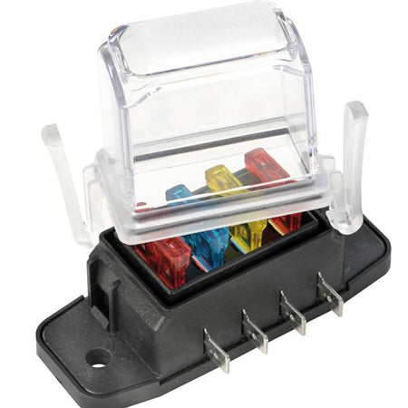 Vandtæt sikringsholder til 6 bladsikringer set fra siden