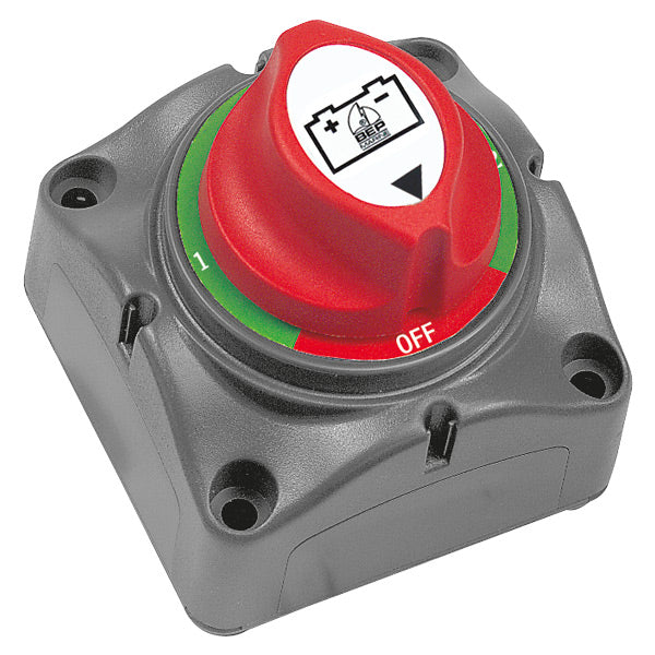 BEP batteriomskifter set forfra, kompakt design til bådbrug.
