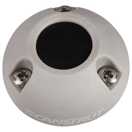 ScanStrut dæksgennemføring i grå, set fra siden med dimensioner angivet.