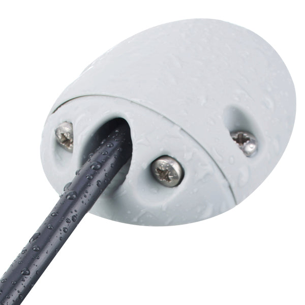 SeaTec 90° kabel gennemføring i hvid nylon set fra siden