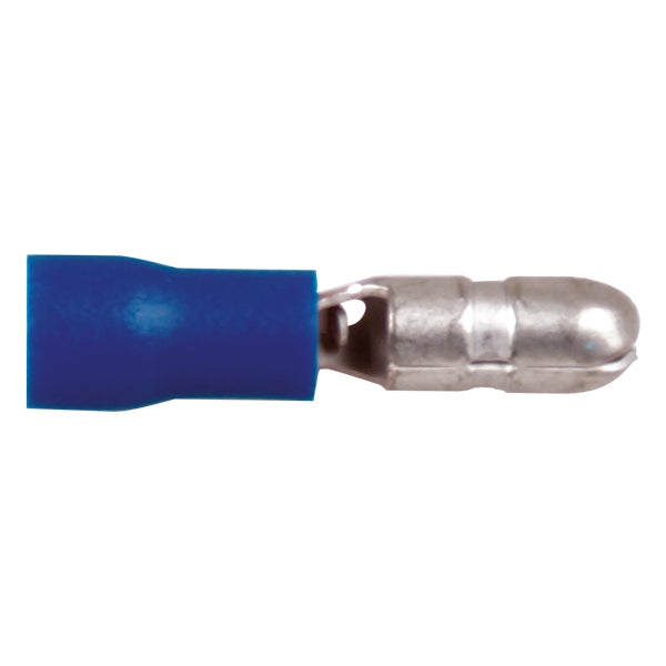 SeaTec rund hanstik i blå farve, 4.0mm, set forfra.