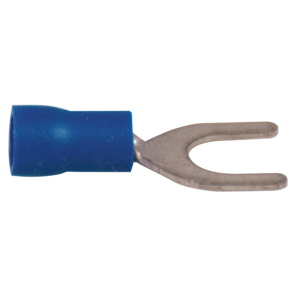 Gaffelstik fra SeaTec i blå farve, 6.4 mm, pakket i 100 stk.