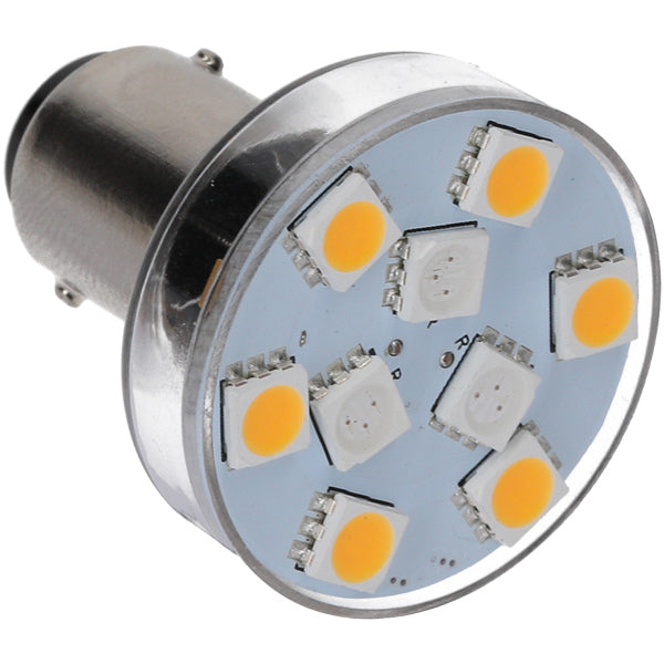 Nautecled hvid/rød BA15D LED pære set forfra