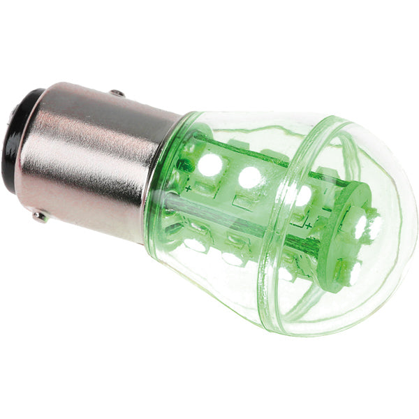 Nautecled lantern pære BAY15D i nærbillede, med tekniske detaljer synlige