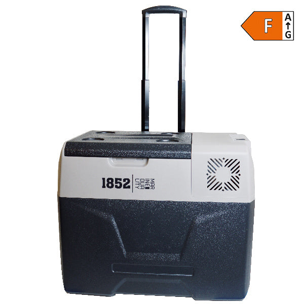 1852 køleboks 40L set forfra med kompressor og kontrolpanel