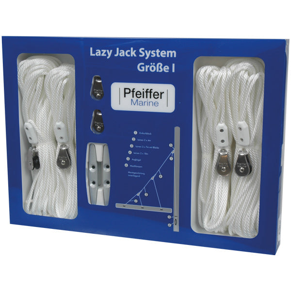 Pfeiffer lazy jack system monteret på sejlbåd med sejlet hævet