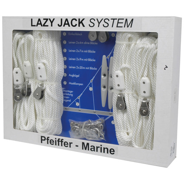 Pfeiffer Lazy jack system installeret på en sejlbåd.