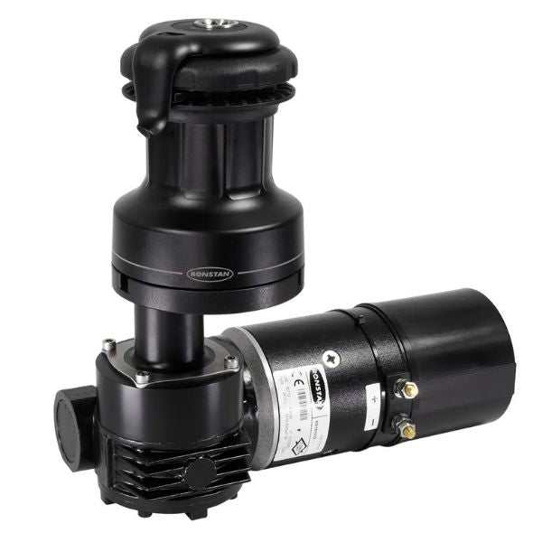Ronstan spil 30 QT Orbit 2-speed E1 12V set forfra, klar til montering på båd.