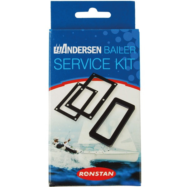 Andersen Super Max bailer service kit, præsenteret med alle dele synlige i en blød baggrund.