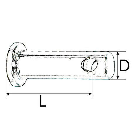 Splitbolt i rustfrit stål, vist fra siden, perfekt til bådmontage