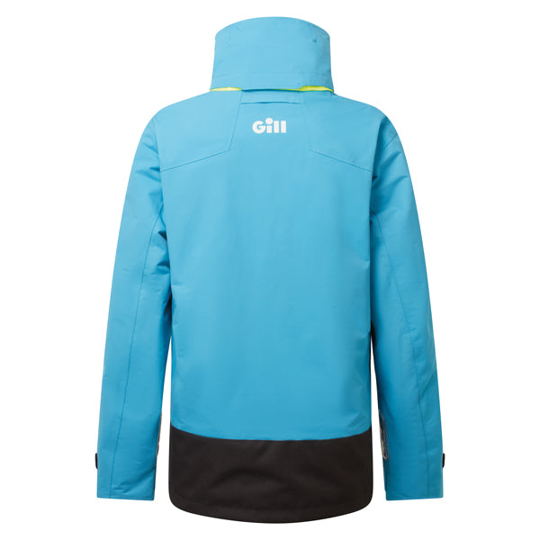 Blå Gill jakke til damer med hætte, set bagfra