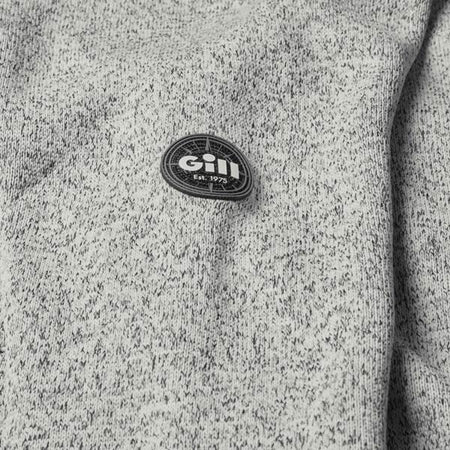 Detalje af Gill fleecejakke med lynlås og krave i grå