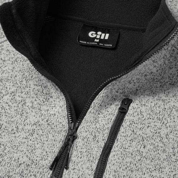 Detalje af Gill fleece jakke med lynlås og krave