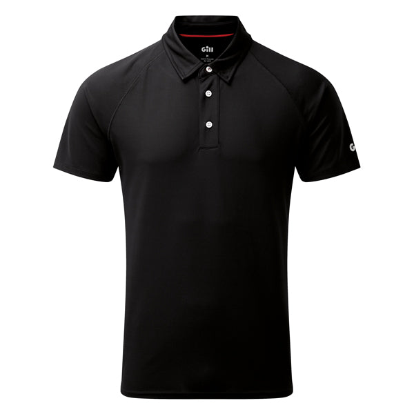 Gill UV008 herre polo i sort, set forfra med kortærmer
