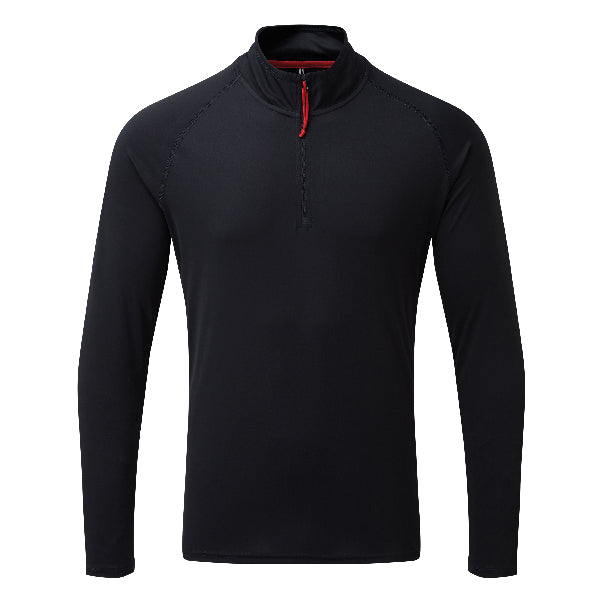 Gill UV-langærmet zip T-shirt i navy, set forfra med lynlås