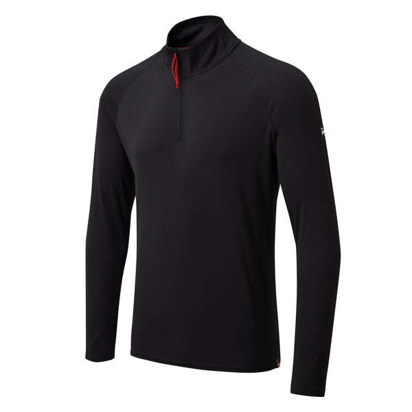 Gill UV langærmet zip T-shirt i sort set forfra, str. XL