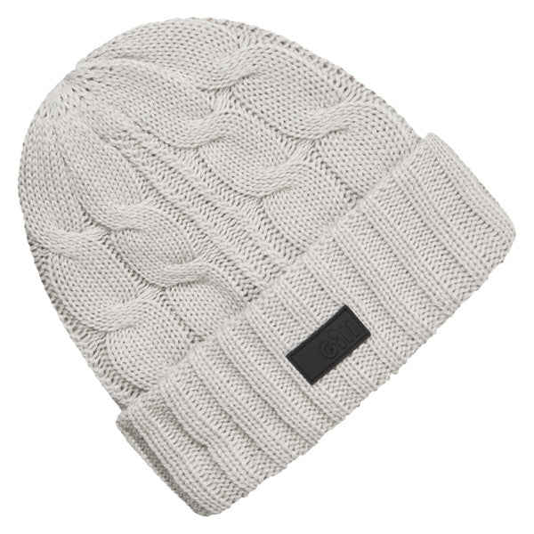 Lys grå Gill HT 56 kable strikket hue set fra siden