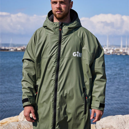 Gill, 5024 Aqua Parka jakke med detaljeret close-up af lynlåsen.