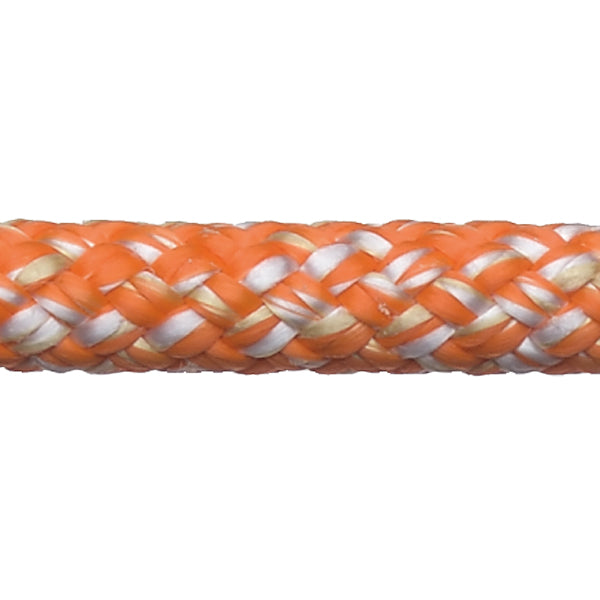 Robline Jolletov i hvid og orange farve, 5,5 mm tykkelse, rullet op på rulle