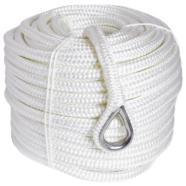 Ankertov fra 1852 i hvid polyester med RF kovs, præsenteret på en båd.
