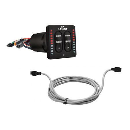 Lenco flybridge kontrol med indikator set forfra, 12m kabel synligt.